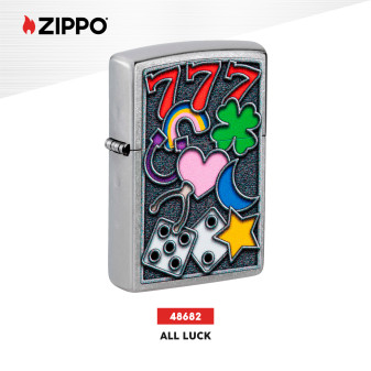 Accendino Zippo 48682 All Luck Design Ricaricabile Antivento