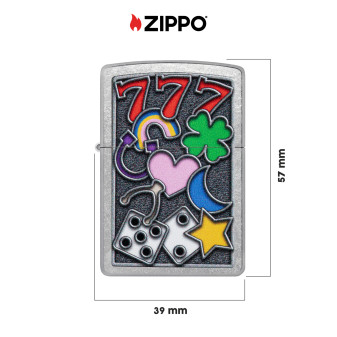 Accendino Zippo 48682 All Luck Design Ricaricabile Antivento