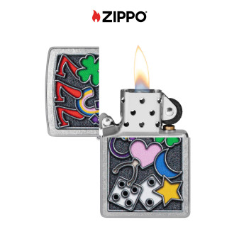 Accendino Zippo 48682 All Luck Design Ricaricabile Antivento