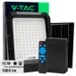 Immagine 1 - V-Tac VT-102W Faro LED 15W Faretto IP65 con Pannello Solare Sensore Crepuscolare Telecomando e Batteria Sostituibile - SKU 23439