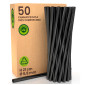 Immagine 1 - Cannucce in PLA Nere Lisce Resistenti in Bioplastica Ecologiche Compostabili 21cm x 6,8mm - Confezione da 50 Cannucce