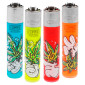 Immagine 1 - Clipper Large Accendino a Pietrina Grande Ricaricabile con Fantasia Cartoon Leaves - Serie da 4 Accendini