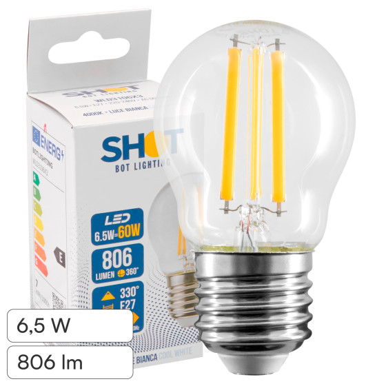 Acquista Bot Lighting Shot Lampadina LED E27 6,5W MiniGlobo Acquista Bot Lighting Shot Lampadina LED E27 6,5W MiniGlobo