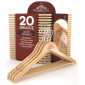 Immagine 1 - 20 Grucce in Legno Naturale con Barra Portapantaloni e Tacche Antiscivolo Gancio Girevole 360° Finitura Lucida Profilo Smussato