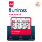 Immagine 1 - Uniross Max Power Pile Alcaline Stilo AA LR6 Mignon 1,5V per Sveglie Orologi Giocattoli Telecomandi - Blister da 4 batterie
