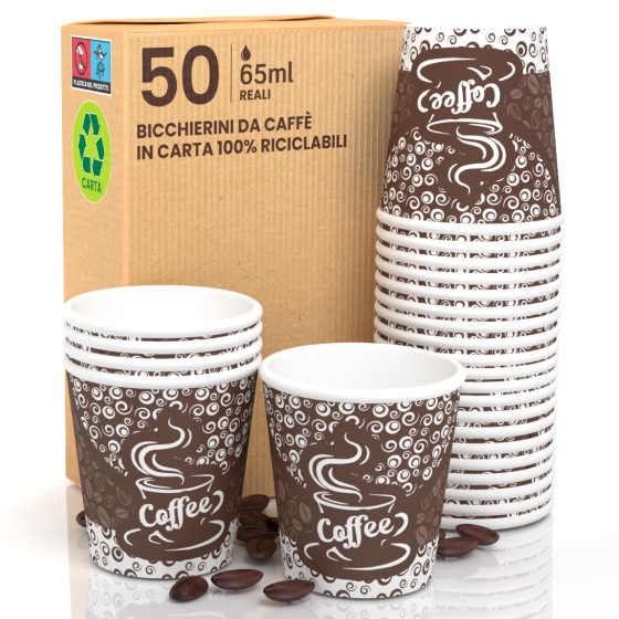 50 Bicchierini da Caffè in Carta Coffee Liberty da 65ml 50 Bicchierini da Caffè in Carta Coffee Liberty da 65ml