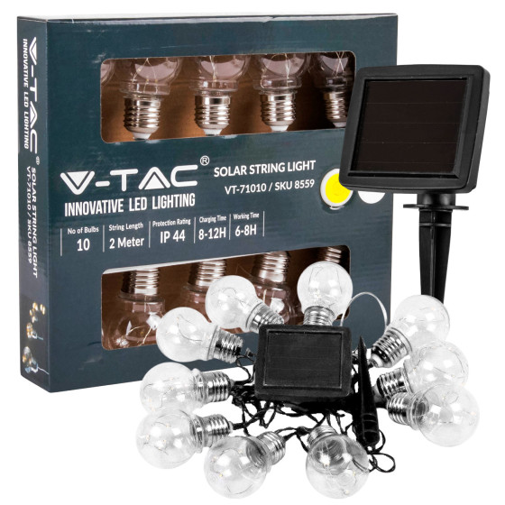 V-Tac VT-71010 Catena da 10 Lampadine di MicroLuci LED con Pannello V-Tac VT-71010 Catena da 10 Lampadine di MicroLuci LED con Pannello