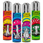 Immagine 1 - Clipper Large Accendino a Pietrina Grande Ricaricabile con Fantasia Magic Mushrooms - Serie da 4 Accendini