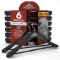 Immagine 1 - RealGruccia Grucce in Legno Naturale a Spalla Larga Colore Nero con Barra Portapantaloni 24x45cm - Confezione da 6 Grucce