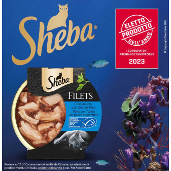 Sheba Filets Pollo con Tonno da Pesca Sostenibile per Gatti 60g