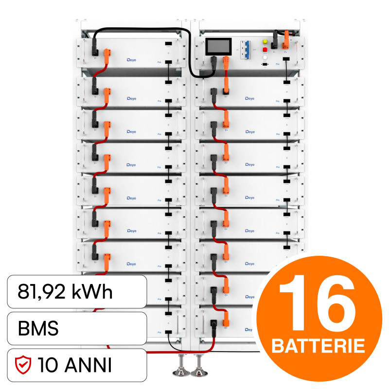 V-Tac Kit 16 Batterie BMS Stack LiFePO4 81,92kWh Garanzia 10 Anni V-Tac Kit 16 Batterie BMS Stack LiFePO4 81,92kWh Garanzia 10 Anni