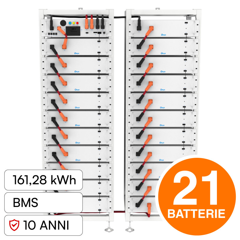 V-Tac Kit 21 Batterie BMS Stack LiFePO4 161,28kWh Garanzia 10 Anni V-Tac Kit 21 Batterie BMS Stack LiFePO4 161,28kWh Garanzia 10 Anni