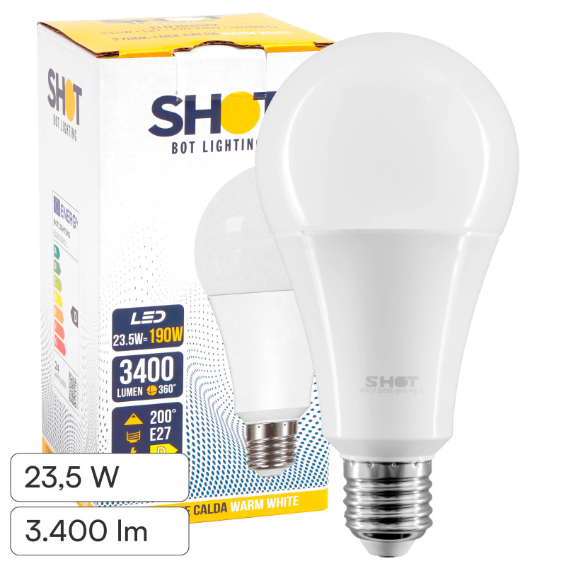 Lampadina LED E27 23,5W Goccia A80 SMD Bot Lighting Shot Lampadina LED E27 23,5W Goccia A80 SMD Bot Lighting Shot