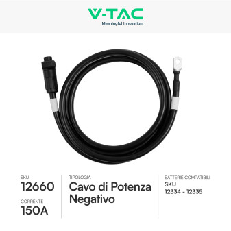 Cavo di Potenza Negativo Colore Nero 2m per Accumulatori