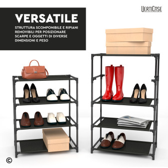 VertiCase Scarpiera Slim Salvaspazio 10 Ripiani Impermeabile Nera