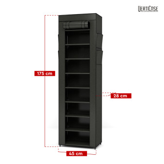 VertiCase Scarpiera Slim Salvaspazio 10 Ripiani Impermeabile Nera