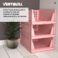 Immagine 3 - VertiRoll Cassetti Impilabili Scorrevoli Salvaspazio Portaoggetti per Armadio Cucina Bagno Colore Rosa - Organizer da 4 Cassetti