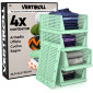 Immagine 1 - VertiRoll Cassetti Impilabili Scorrevoli Salvaspazio Portaoggetti Armadio Cucina Bagno Colore Verde - Organizer da 4 Cassetti