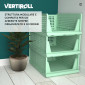 Immagine 3 - VertiRoll Cassetti Impilabili Scorrevoli Salvaspazio Portaoggetti Armadio Cucina Bagno Colore Verde - Organizer da 4 Cassetti