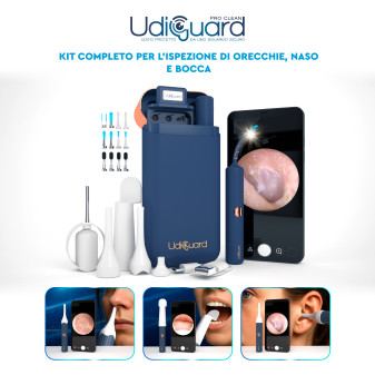 UdiGuard Pro-Clean Otoscopio Kit Pulizia Cerume Orecchie Naso e Gola