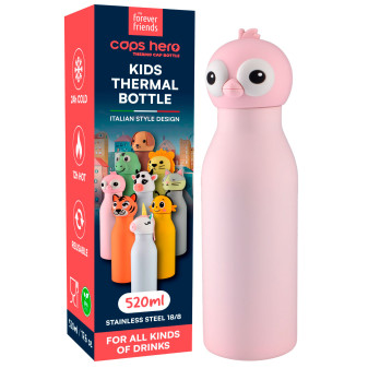 CapsHero Borraccia Termica Bambini Senza BPA 520ml Flamingo Fia