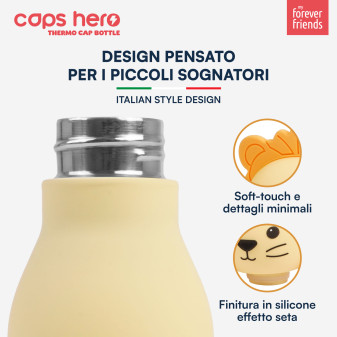CapsHero Borraccia Termica Bambini Senza BPA 520ml Leone Lion Lio
