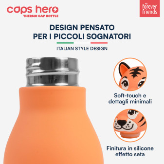 CapsHero Borraccia Termica Bambini Senza BPA 520ml Tigre Tiger Teo