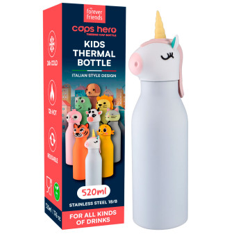 CapsHero Borraccia Termica Bambini 520ml Unicorno Unicorn Una