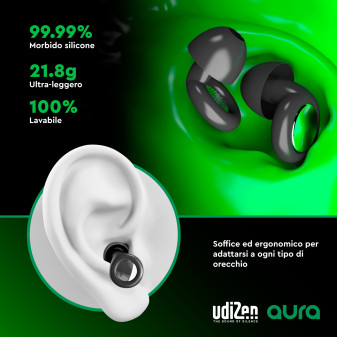 UdiZen Aura Tappi per Orecchie Antirumore Insonorizzanti -27dB