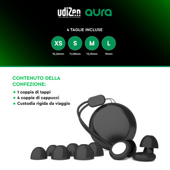 UdiZen Aura Tappi per Orecchie Antirumore Insonorizzanti -27dB