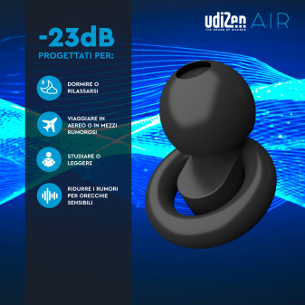 UdiZen Air Tappi per Orecchie Antirumore Insonorizzanti -23dB