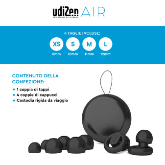 UdiZen Air Tappi per Orecchie Antirumore Insonorizzanti -23dB