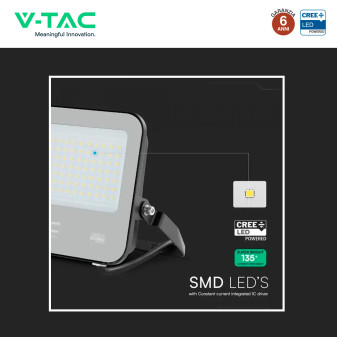 Faro LED 50W SMD Chip CREE IP65 Colore Nero VT-4455