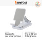 Immagine 2 - Uniross Supporto Smartphone Portatile Pieghevole Antiscivolo Altezza Regolabile Colore Bianco - mod. UCA020
