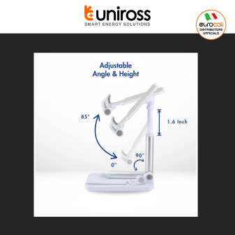 Uniross Supporto Smartphone Portatile Pieghevole Antiscivolo Bianco