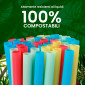 Immagine 3 - Cannucce in PLA Colorate Lisce Resistenti in Bioplastica Ecologiche Compostabili 21cm x 6,8mm - Confezione da 50 Cannucce
