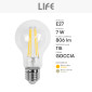 Immagine 4 - Life Lampadina LED E27 7W Goccia A60 Filament in Vetro Trasparente - mod. 39.920352C30 / 39.920352N40