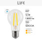 Immagine 4 - Life Lampadina LED E27 12W Goccia A70 Filament in Vetro Trasparente - mod. 39.920357C27 / 39.920357C3