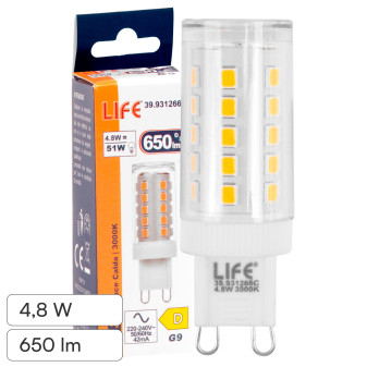 Life Lampadina LED G9 4,8W Tubolare SMD Trasparente in Ceramica