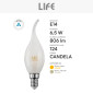 Immagine 4 - Life Lampadina LED E14 6,5W Candela Fiamma CF35 Filament in Vetro Bianco - mod. 39.920123CM30 / 39.920123NM40