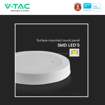 V-Tac Pro VT-60012 Mini Pannello LED Rotondo 12W SMD Chip Samsung