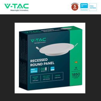V-Tac Pro VT-61018 Mini Pannello LED Rotondo 18W SMD Chip Samsung