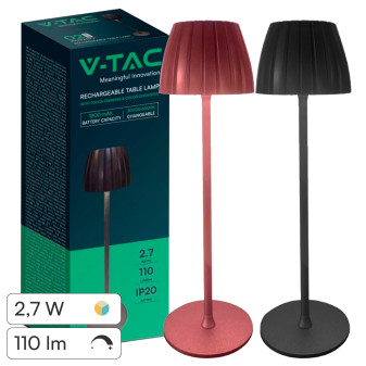 V-Tac VT-7967 Lampada LED SMD da Tavolo 2,7W 3in1 Ricaricabile
