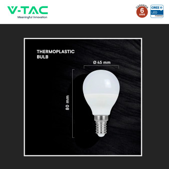 V-Tac VT-270 Lampadina LED E14 6,5W MiniGlobo P45 SMD Chip CREE
