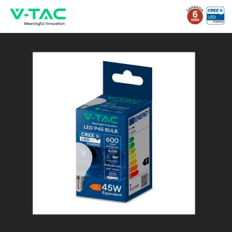 V-Tac VT-270 Lampadina LED E14 6,5W MiniGlobo P45 SMD Chip CREE