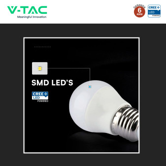 V-Tac VT-270 Lampadina LED E14 6,5W MiniGlobo G45 SMD Chip CREE