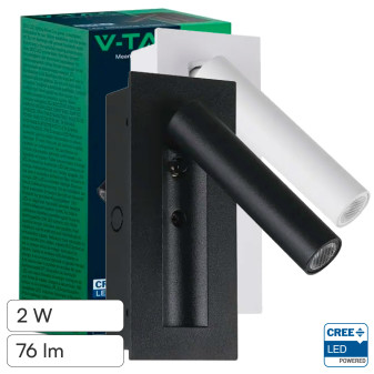 VT-88061 Lampada LED Muro 2W SMD chip CREE Applique con Faretto V-Tac