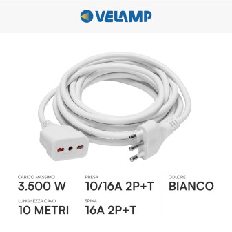 Cavo Prolunga Spina 16A 2P+T Presa Bivalente 10 metri PROLIT16A-10