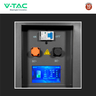 V-Tac Batteria BMS LiFePO4 51,2V 200Ah 10,24kWh Colore Nero