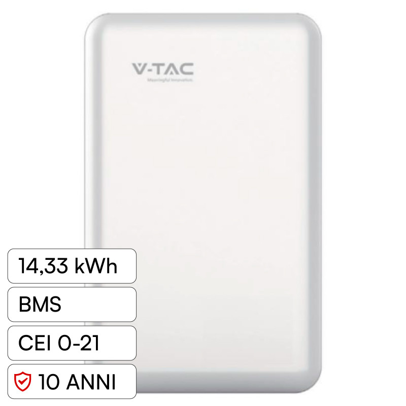 V-Tac Batteria BMS LiFePO4 51,2V 280Ah 14,33kWh per Inverter CEI 0-21